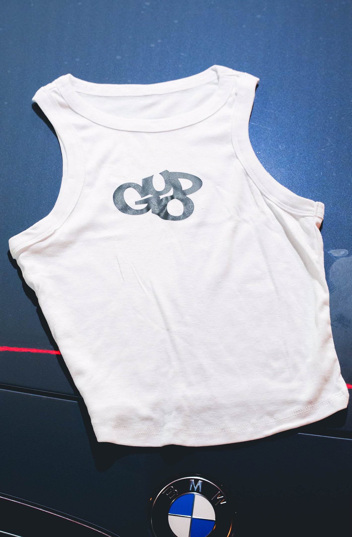 Ladies Micro Rib Racer Tank Top Solid Black Blend