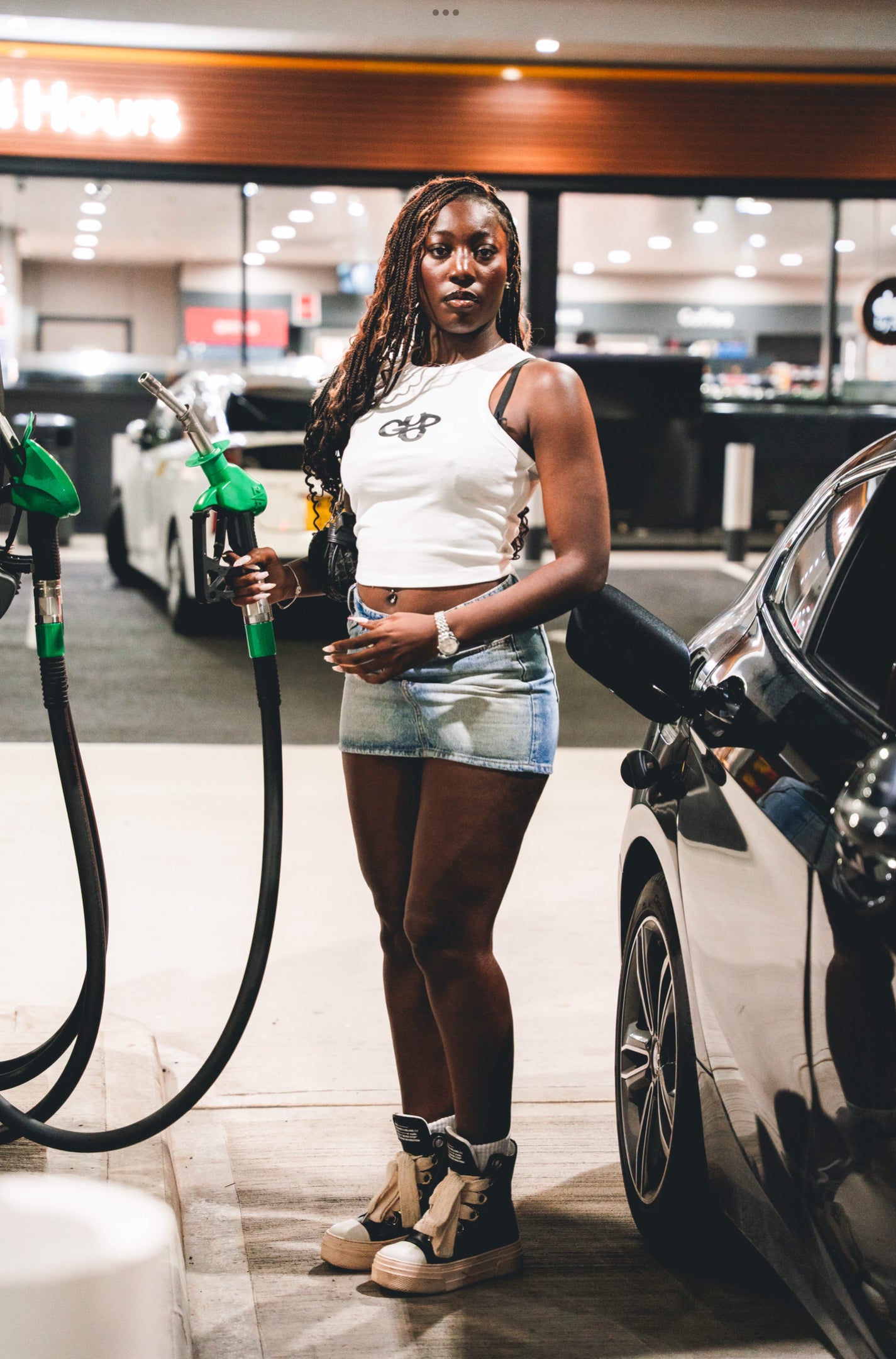 Ladies Micro Rib Racer Tank Top Solid Black Blend