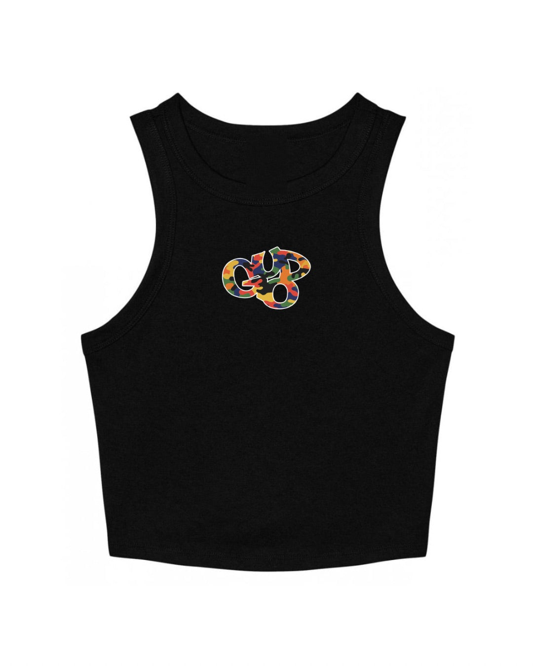 Ladies Micro Rib Racer Tank Top Solid Black Blend