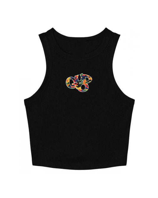 Ladies Micro Rib Racer Tank Top Solid Black Blend